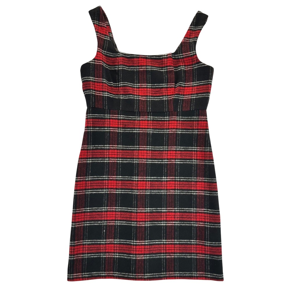 Copper Key Red Black Plaid Mini Dress Square Neck Sleeveless Small Holiday NEW